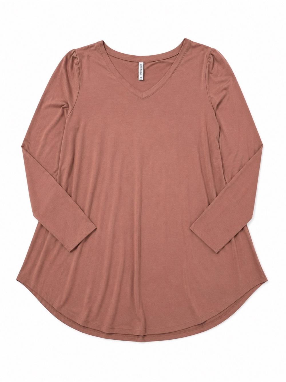 Zenana Outfitters V-Neck Long Sleeve Top - Dusty Rose